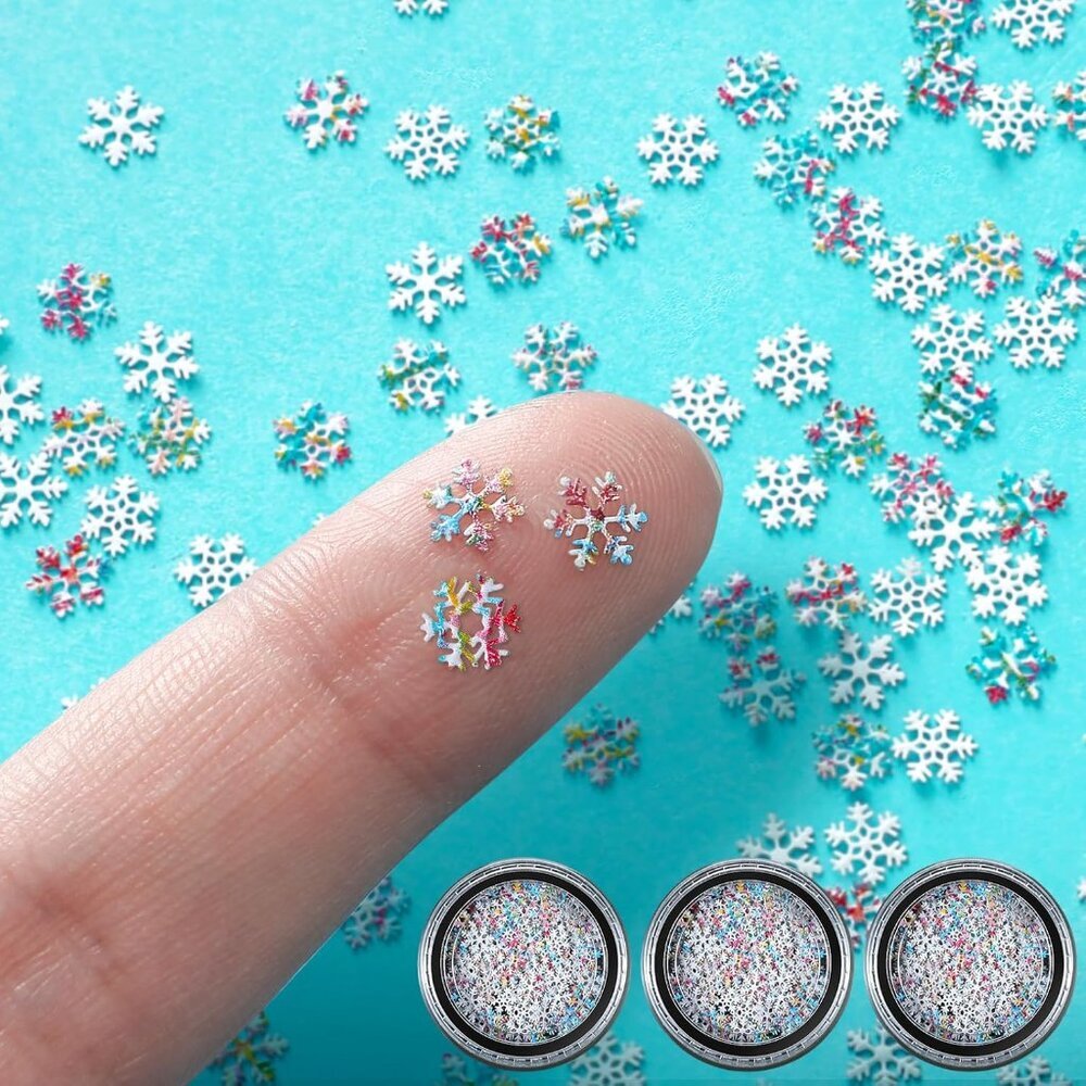300 Pcs Mini Metal Snowflake for Craft 0.2 Inch Small Christmas Embellishment Ti
